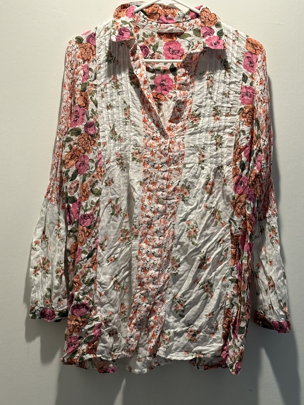 Jane and Delancey White Tunic with Pink and Orange Floral Print